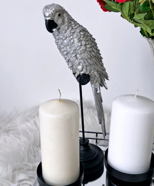 Статуетка Папуга срібний на жердині 36см
