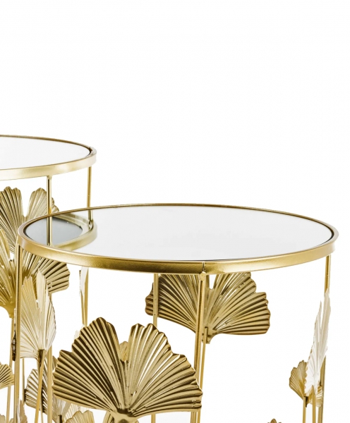 Комплект золотих столиків з листям кгінкго