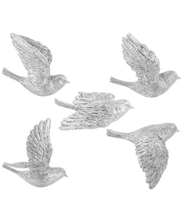 Декор настінний пташки горобці срібні
